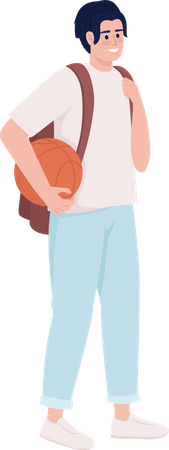 Hombre sosteniendo baloncesto  Ilustración