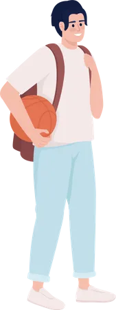 Hombre sosteniendo baloncesto  Ilustración