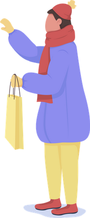 Hombre sujetando una bolsa de compras  Illustration