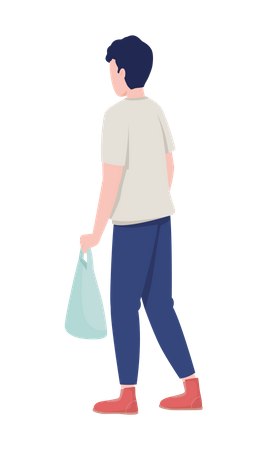 Hombre sosteniendo una bolsa de supermercado  Ilustración