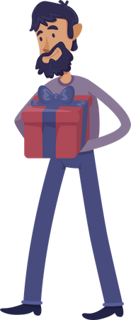 Hombre sosteniendo caja de regalo  Ilustración