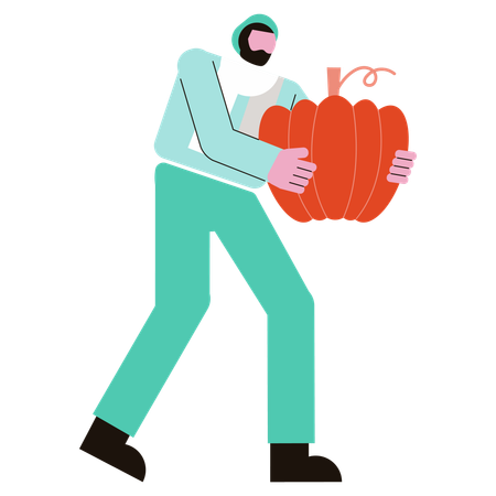 Hombre sujetando calabaza  Ilustración