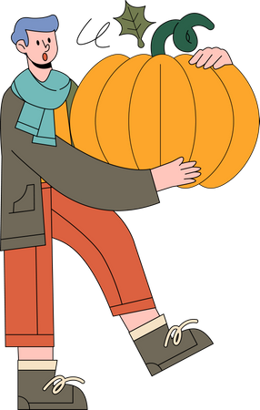 Hombre sujetando calabaza  Ilustración