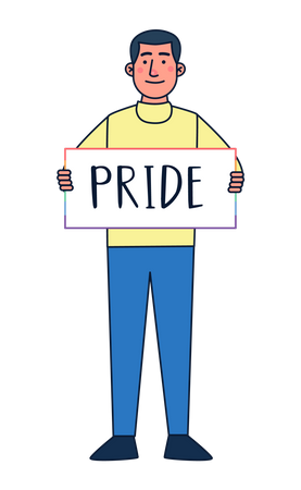 Hombre sujetando cartel del orgullo  Ilustración