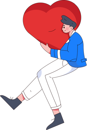 Hombre sosteniendo el corazon  Ilustración