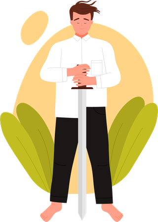 Hombre sosteniendo espada  Ilustración