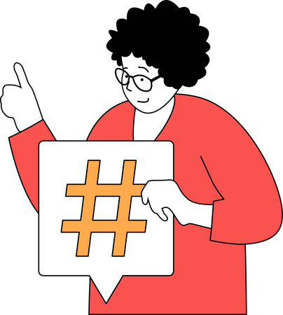 Hombre sosteniendo hashtag  Ilustración