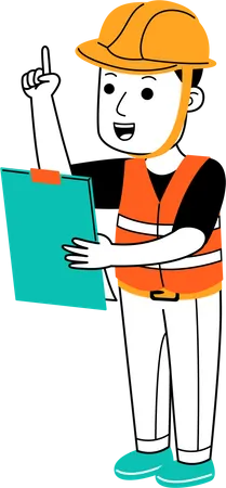 Hombre sujetando informe de construcción  Ilustración