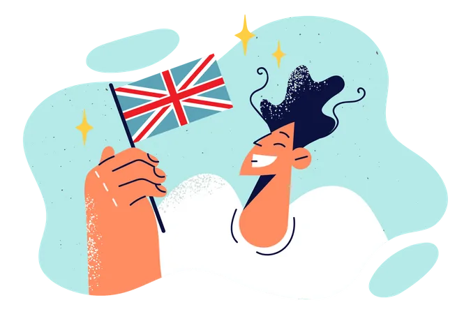 Hombre que sostiene la bandera de Inglaterra  Ilustración