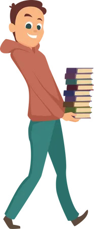 Hombre sujetando libros  Ilustración