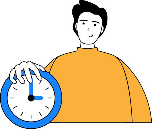 Hombre sujetando el reloj  Ilustración