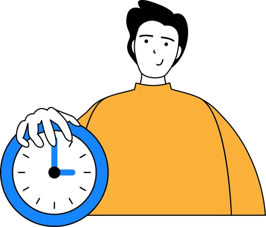 Hombre sujetando el reloj  Ilustración