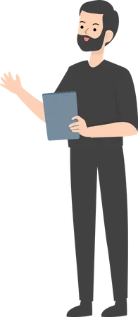 Hombre sujetando la tableta  Ilustración