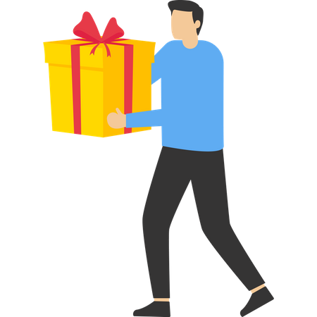 Hombre sosteniendo una caja de regalo  Ilustración