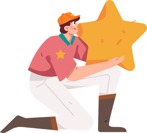 Hombre sosteniendo estrella  Illustration