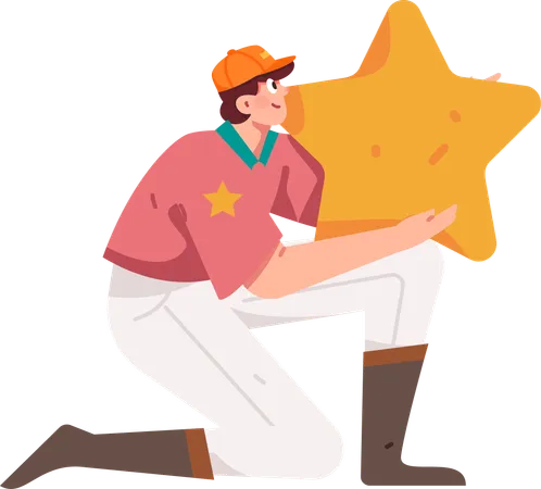 Hombre sosteniendo estrella  Illustration