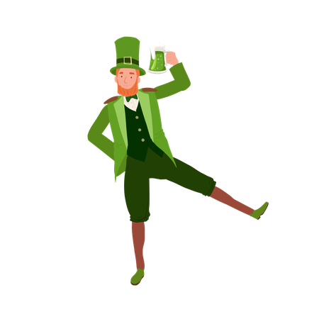 Hombre sujetando una jarra de cerveza en el día de San Patricio  Ilustración