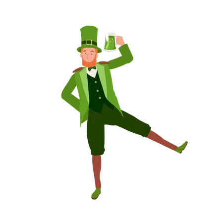 Hombre sujetando una jarra de cerveza en el día de San Patricio  Ilustración