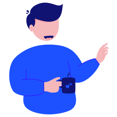 Hombre sosteniendo una taza de café  Ilustración