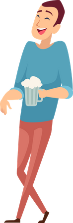 Hombre sujetando un vaso de cerveza  Ilustración