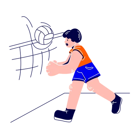 El hombre sostiene el servicio en voleibol  Ilustración