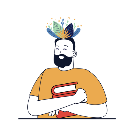 Hombre sujetando el libro  Ilustración