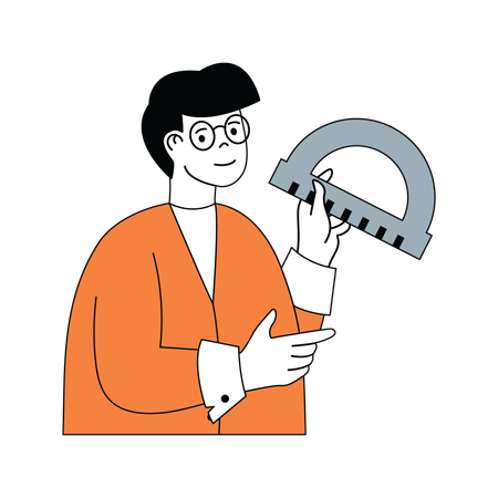 Hombre sujetando herramienta de diseño  Illustration