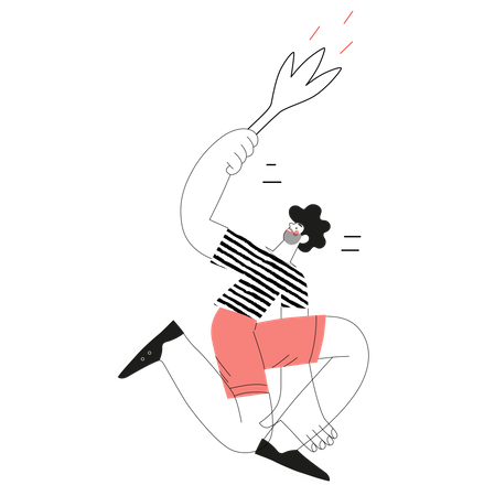 Hombre sujetando la antorcha de fuego  Ilustración