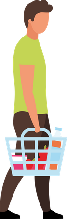 Hombre sujetando la cesta de la compra  Ilustración