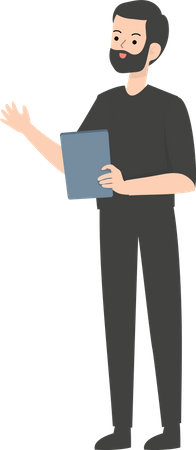 Hombre sujetando la tableta  Ilustración