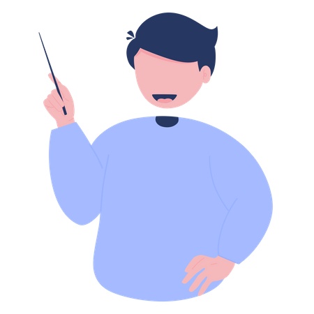 Hombre sujetando un puntero  Ilustración