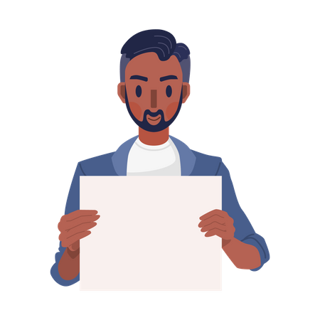Hombre sujetando un tablero en blanco  Illustration