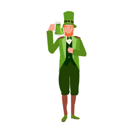 Hombre sujetando una jarra de cerveza  Ilustración