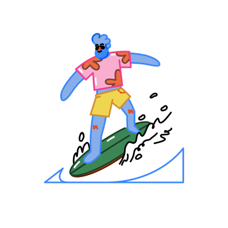 Hombre surfeando  Ilustración