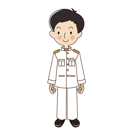 Hombre tailandés con uniforme blanco de funcionario del gobierno  Ilustración