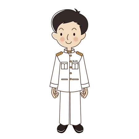 Hombre tailandés con uniforme blanco de funcionario del gobierno  Ilustración