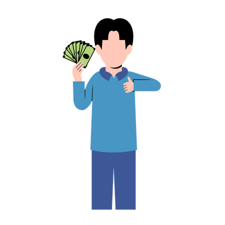 Hombre sosteniendo dinero  Illustration