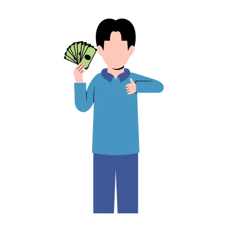 Hombre sosteniendo dinero  Illustration