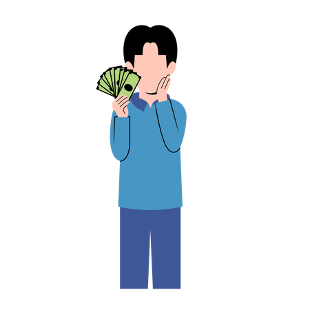 Hombre sosteniendo dinero  Illustration