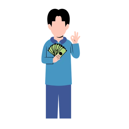 Hombre sosteniendo dinero  Illustration