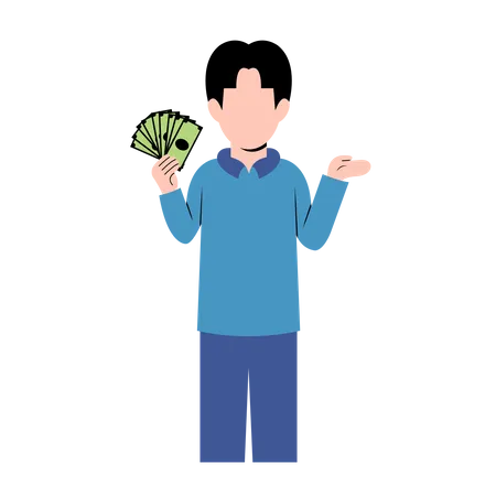 Hombre sosteniendo dinero  Illustration