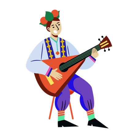 Hombre tocando balalaika  Ilustración