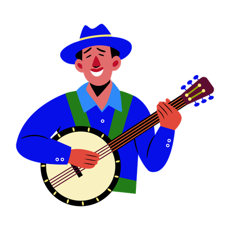 Hombre tocando el banjo  Ilustración