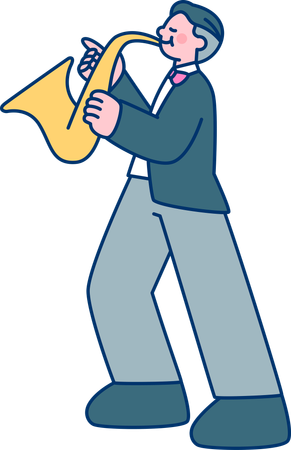 Hombre tocando el saxofón  Ilustración