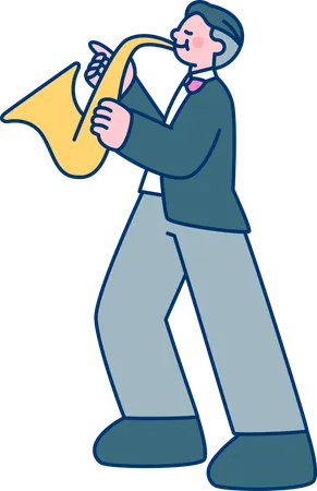 Hombre tocando el saxofón  Ilustración