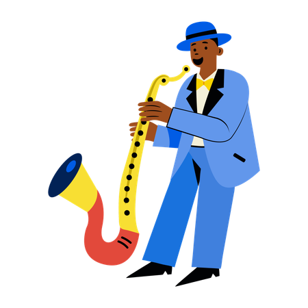 Hombre tocando el saxofón  Ilustración