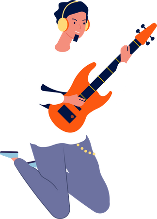 Hombre tocando la guitarra rock  Ilustración