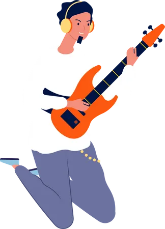 Hombre tocando la guitarra rock  Ilustración