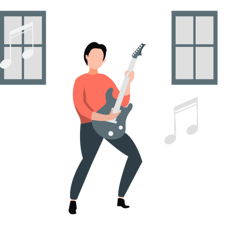 Hombre tocando la guitarra  Ilustración