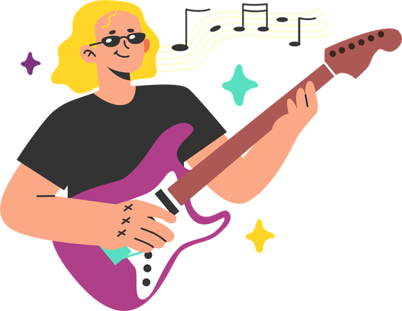 Hombre tocando la guitarra  Ilustración